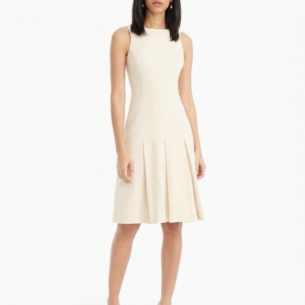 J. Crew Dress Pleated Sleeveless A-line Stretch Wool Italian Tollegno 1900 NEW 4